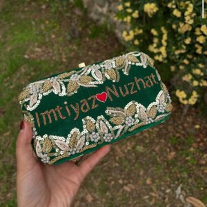 Velevt Embroided clutch